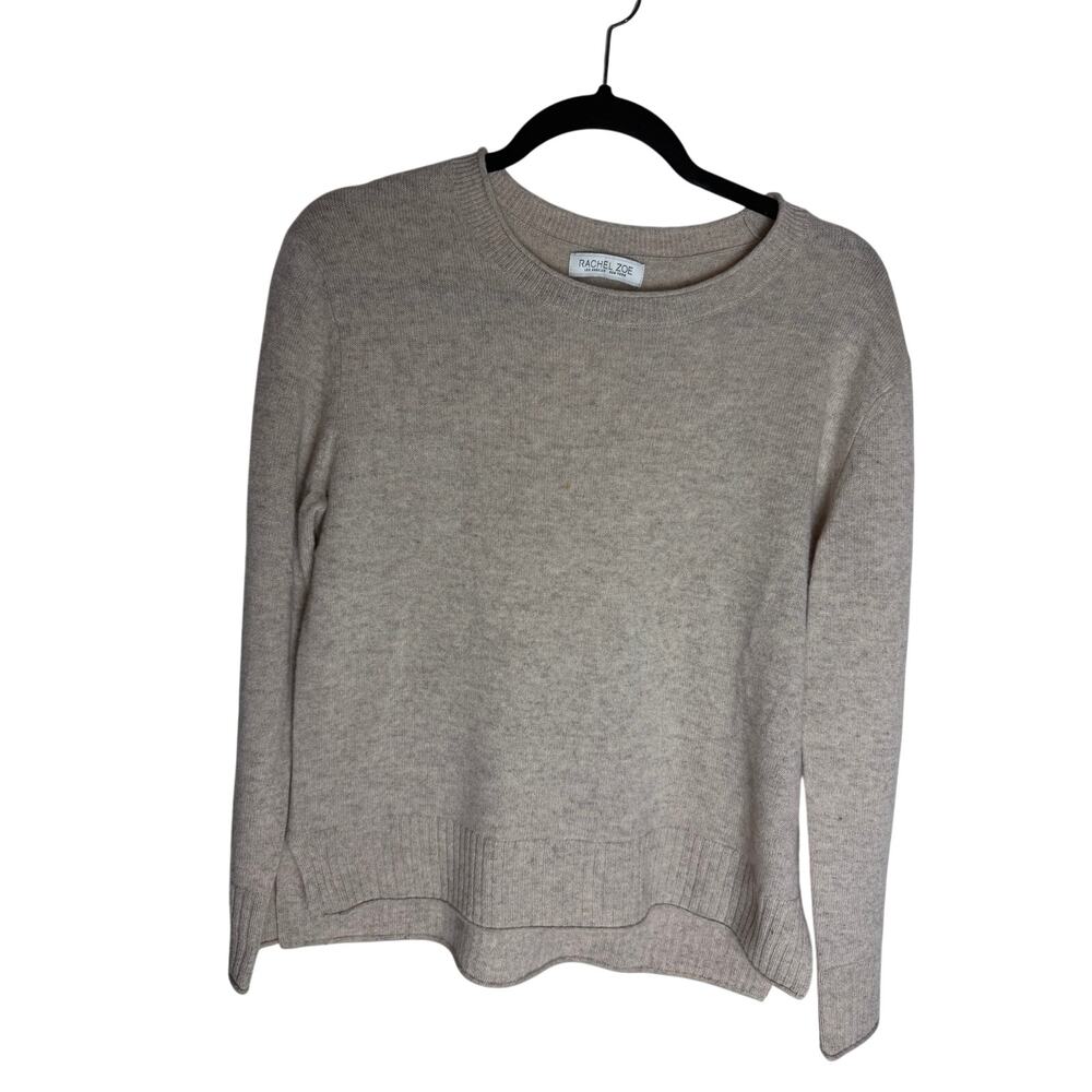 Rachel Zoe 100% Cashmere Sweater Small Oatmeal Crewneck Luxury Knit